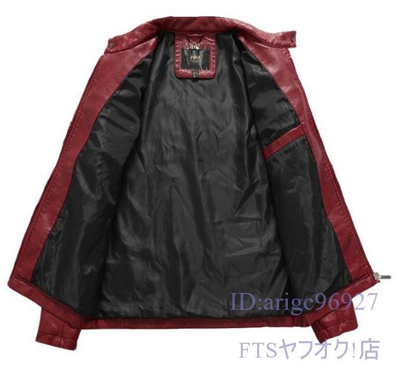 T922☆新品ライダースジャケット メンズ 春秋服 トレンド ステキレザー ブルゾン ジャンパー バイクウエア 黒 L_画像4