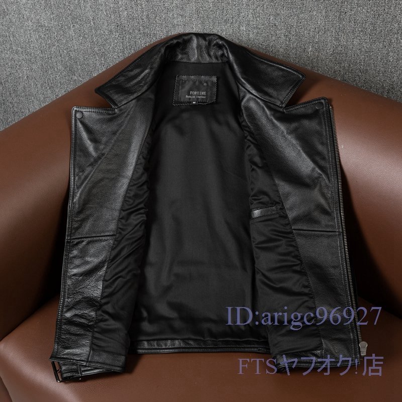 V481☆新品メンズレザー ハレージャーキン ベスト 本革 牛革 バイクジャケット ライダース S～5ＸL ベスト 黒_画像8