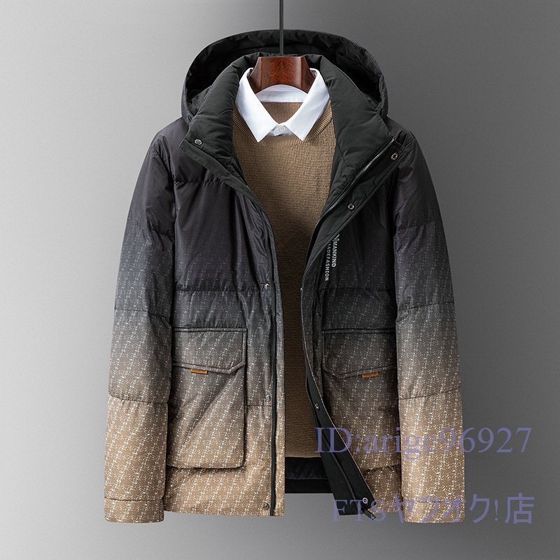 U053☆新品ダウンジャケット 冬服防寒 メンズ/ ショートコート フード付き取り外し可 ブルゾン トップス ライトアウター 黒 L_画像10