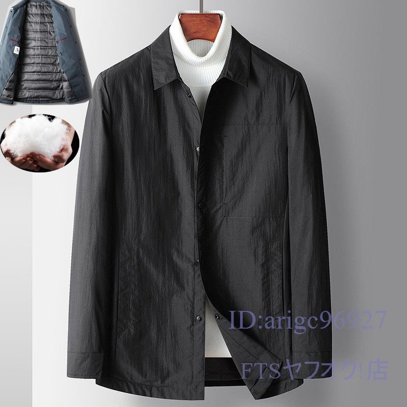 T751☆新品ダウンジャケット メンズ* ジャンパー ブルゾン ビジネス 秋冬服/ライトアウター コート 黒 L_画像1