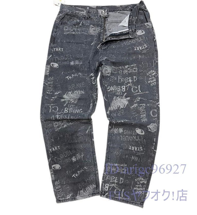 U361☆新品デニムパンツ メンズ ジーンズ バギーパンツ ワークパンツ ヒップホップダンスパンツ ボトムス 大きいサイズ ブルー W32_画像5