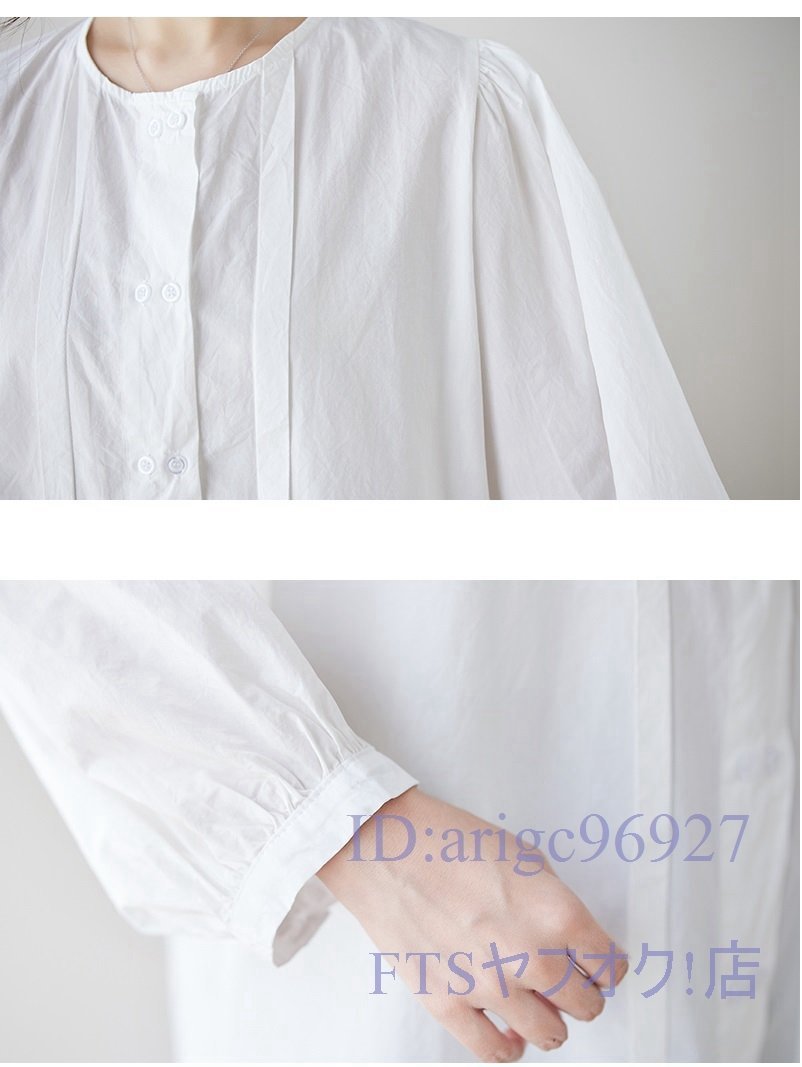 A2781☆新品カジュアル オシャレ ゆったり大きいサイズ 無地 長袖 シャツブラウス L~XL カーキ_画像9
