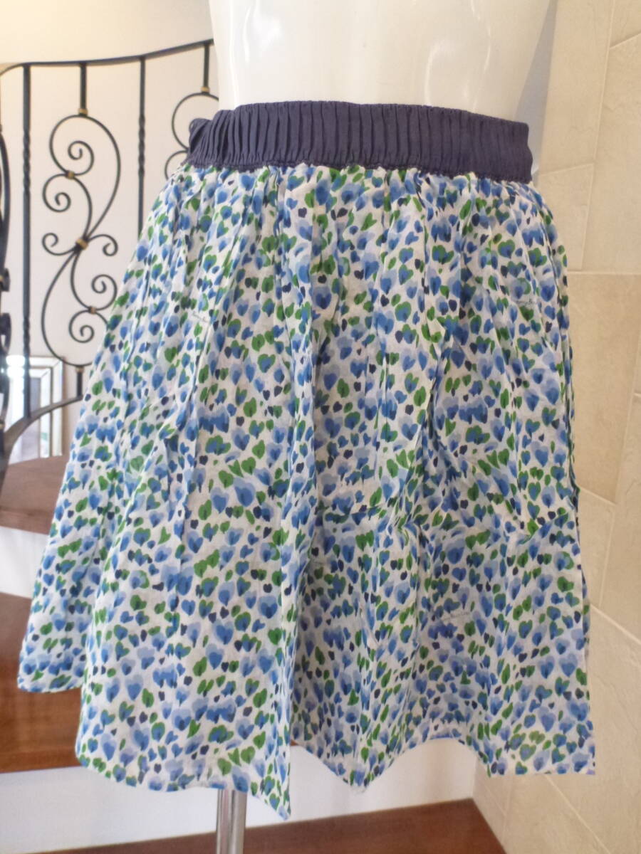 新品未使用 BURBERRY BLUE LABEL(バーバリーブルーレーベル)★青×緑　ふんわりスカート　38　M相當(dāng)