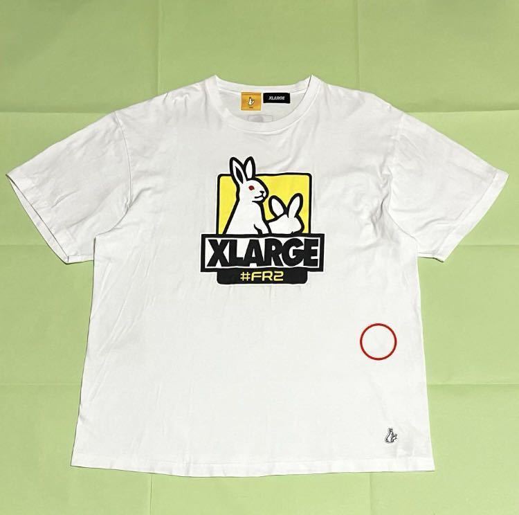 【希少】X-LARGE×#FR2　コラボTシャツ　ビッグロゴ　刺繍ロゴ　うさぎ　ゴリラ　エクストララージ　エフアールツー　オーバーサイズ
