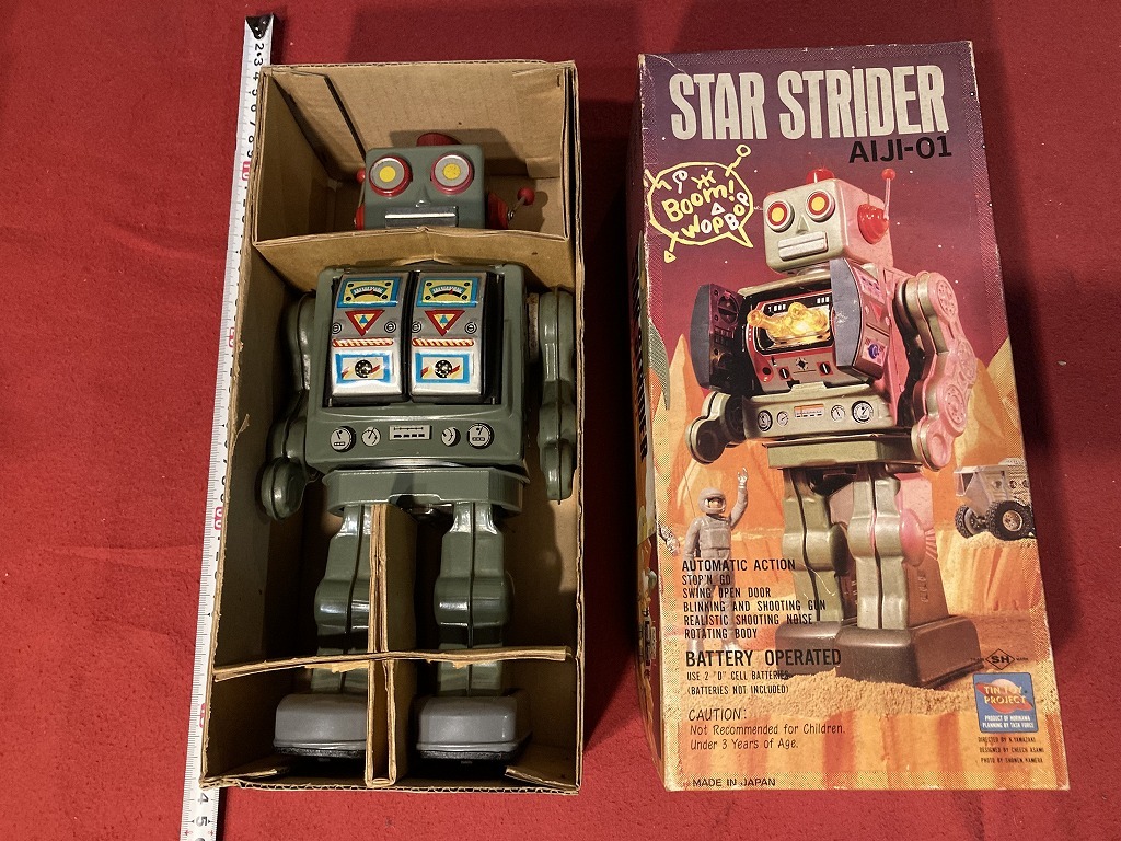 堀川玩具 STAR STRIDER ROBOT AIJI-01 黒 長期保管品 / スター ストライダー ブリキロボット アイジ_画像1