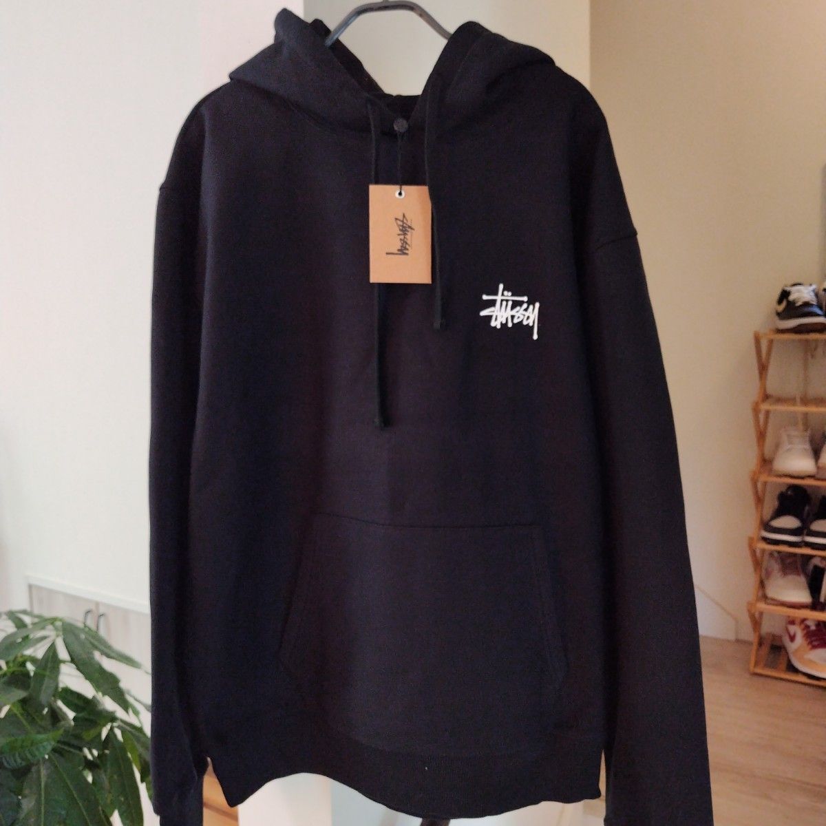 パーカー　L　ベーシック　STUSSY　黒