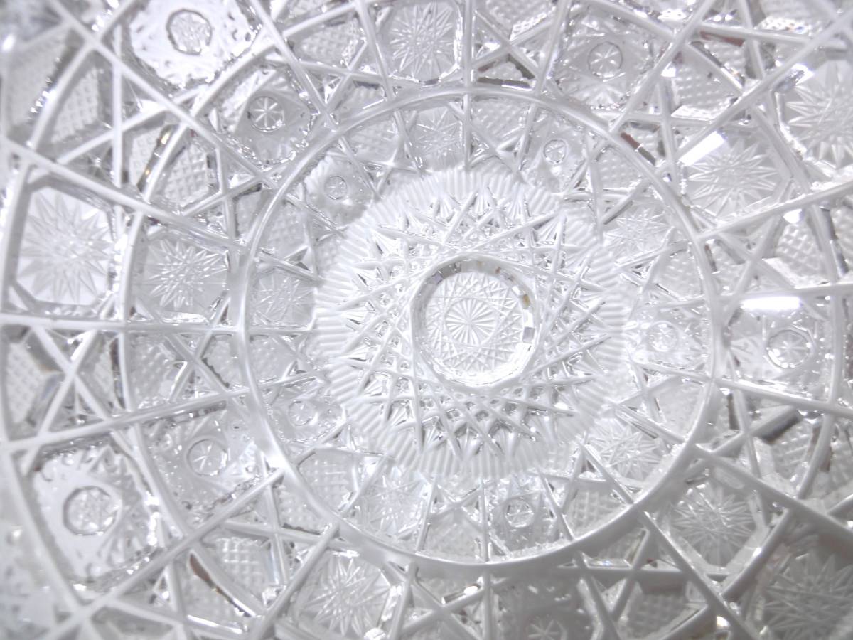 ボヘミアガラス クリスタル レースカットパターン アッシュトレイ 小ぶり灰皿 外径13cm　古品_画像7