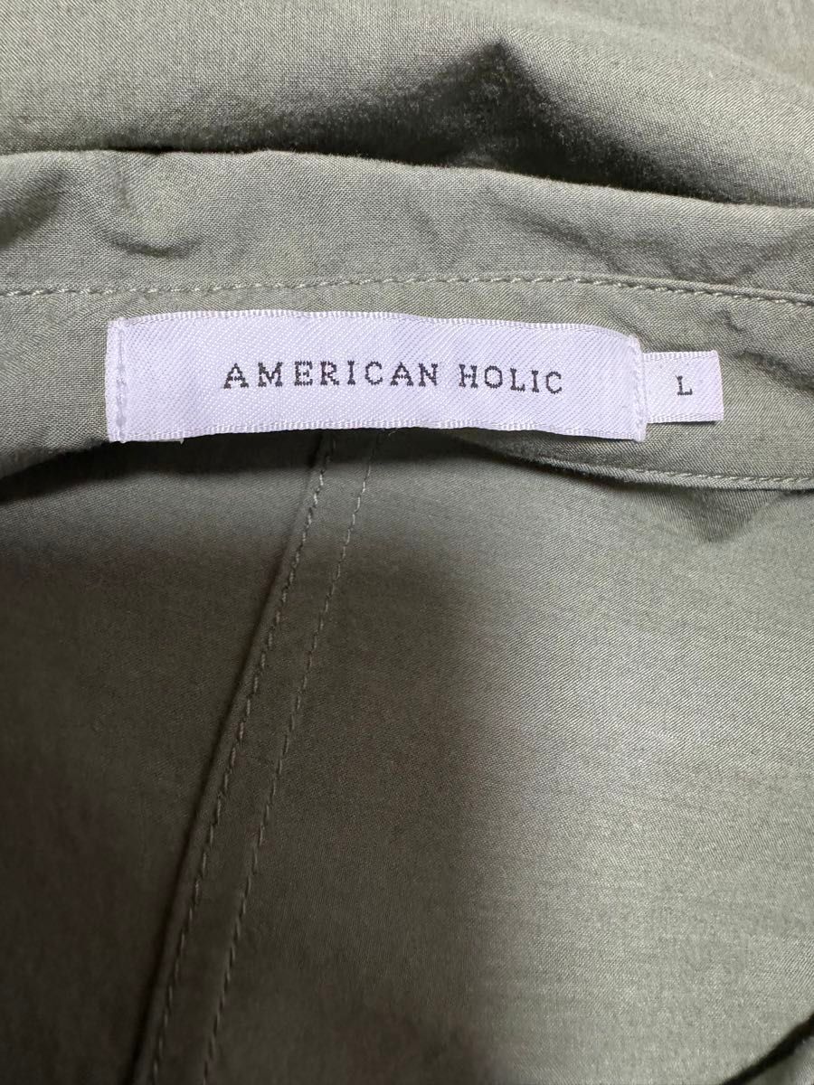 アメリカンホリック　オーバーシャツ　カーキ　Lサイズ　重ね着 長袖シャツ
