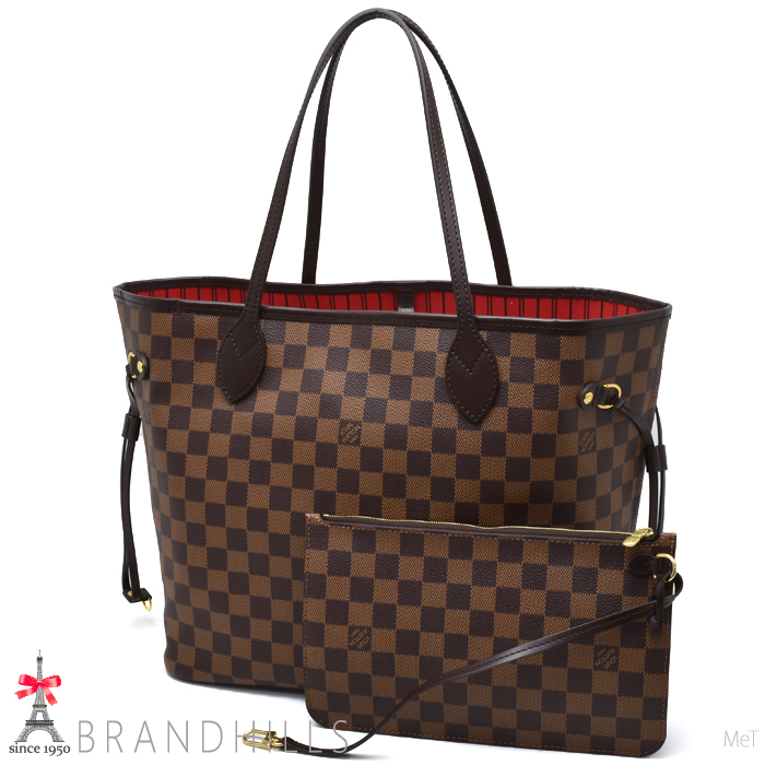 ルイヴィトン トートバッグ ネヴァーフルMM ダミエ エベヌ スリーズ ポーチ付 N41358 LOUIS VUITTON 極美品_画像2