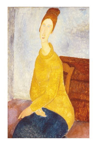 絵画 複製名画 額縁付(MJ108N-G) アメディオ・モディリアーニ 「黄色のセーターを着たジャンヌ」 M12号 世界の名画シリーズ プリハード_画像1