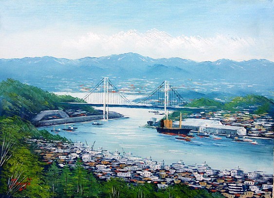 油彩画 洋画 (油絵額縁付きで納品対応可) M4号 「尾道旅情」 辻 京子