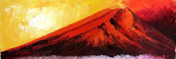 油彩画 洋画 (油絵額縁付きで納品対応可) WF6 「赤富士」 伊吹 浩一_画像1