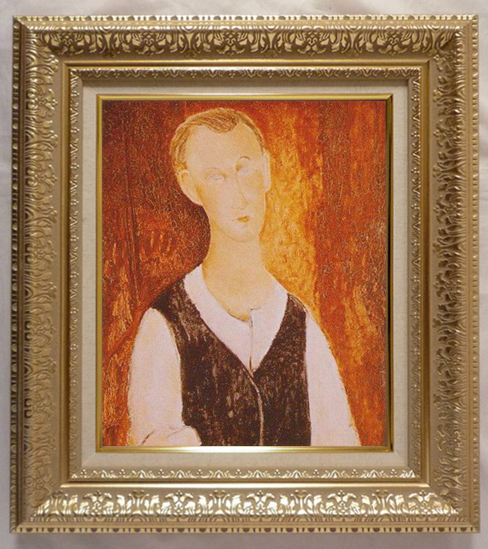 絵画 名画 複製画 額縁付(MJ108N-G) アメディオ・モディリアーニ 「若き農夫の肖像」 F6号 世界の名画シリーズ プリハード
