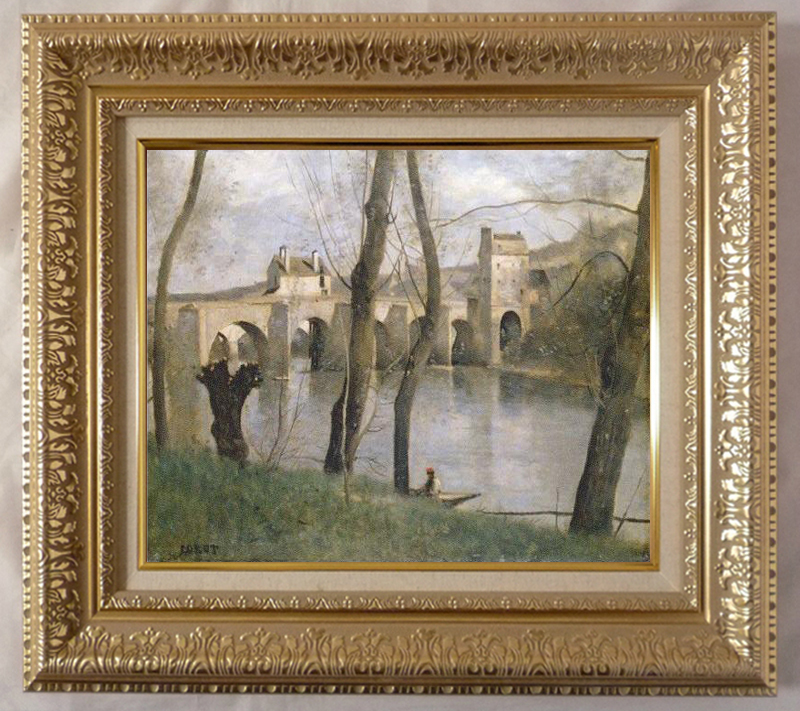 ジャン＝バティスト・カミーユ・コロー、【マントの橋】、希少な額装用画集より ジャン＝バティスト・カミーユ・コロー、【マントの橋】、希少な