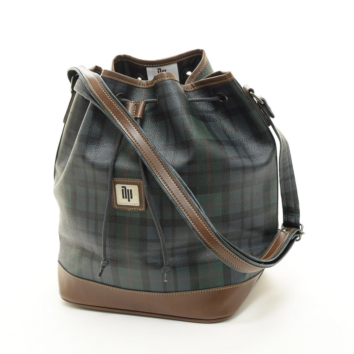 *505495 Arnold Palmer Arnold Palmer shoulder bag tartan check PVC pouch bag ACE company manufactured lady's green Brown 
