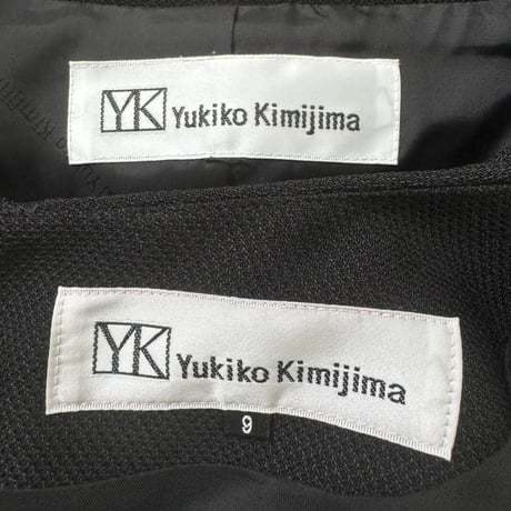 NC465.@ Yukiko Kimijima прекрасный товар черный формальный выставить жакет One-piece длинный размер 9/M чёрный 