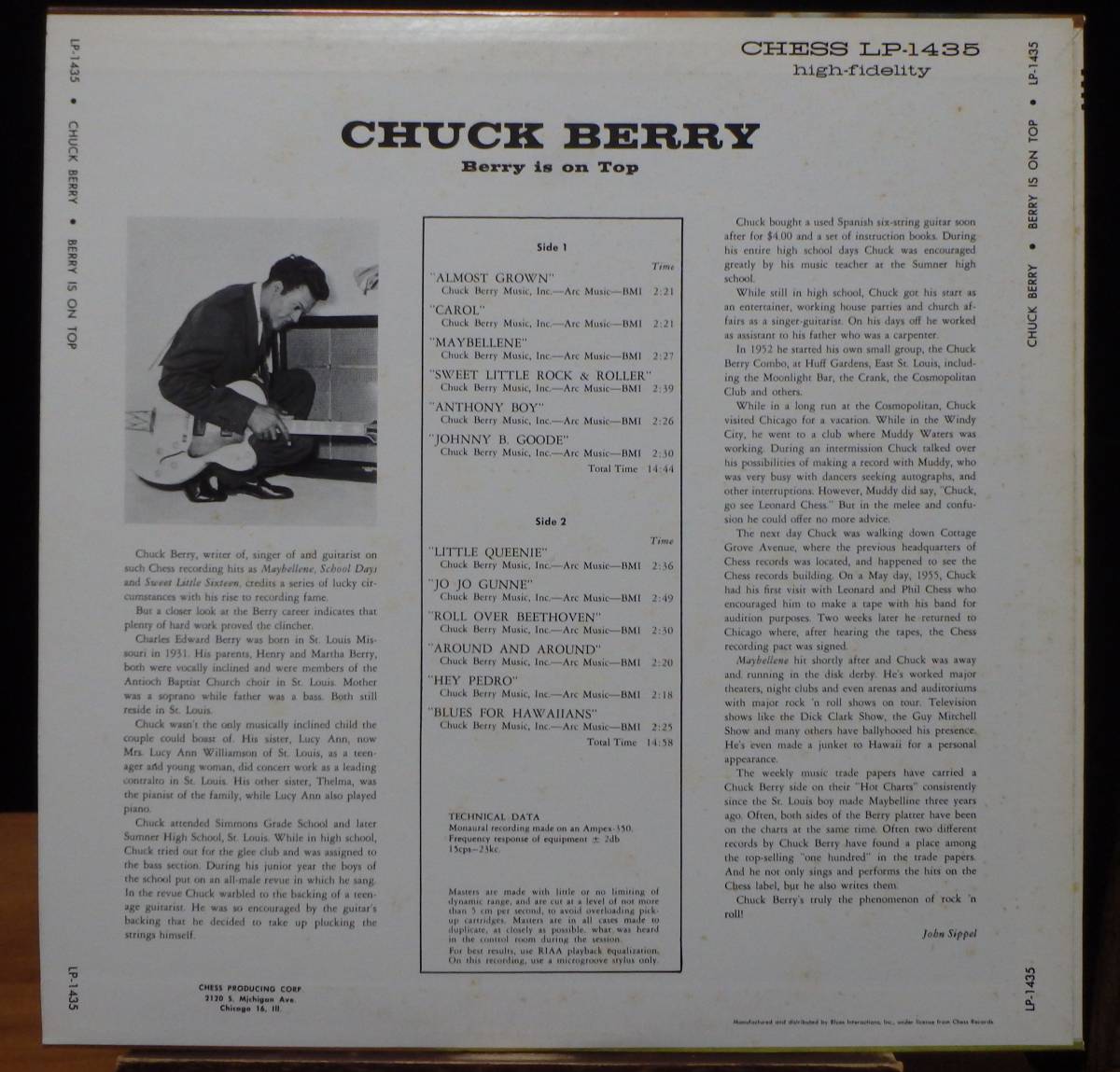 【CR606】CHUCK BERRY 「Berry Is On Top (ベリー・イズ・オン・トップ)」, 85 JPN 国内初回盤　★ロックンロール/R&B_画像2