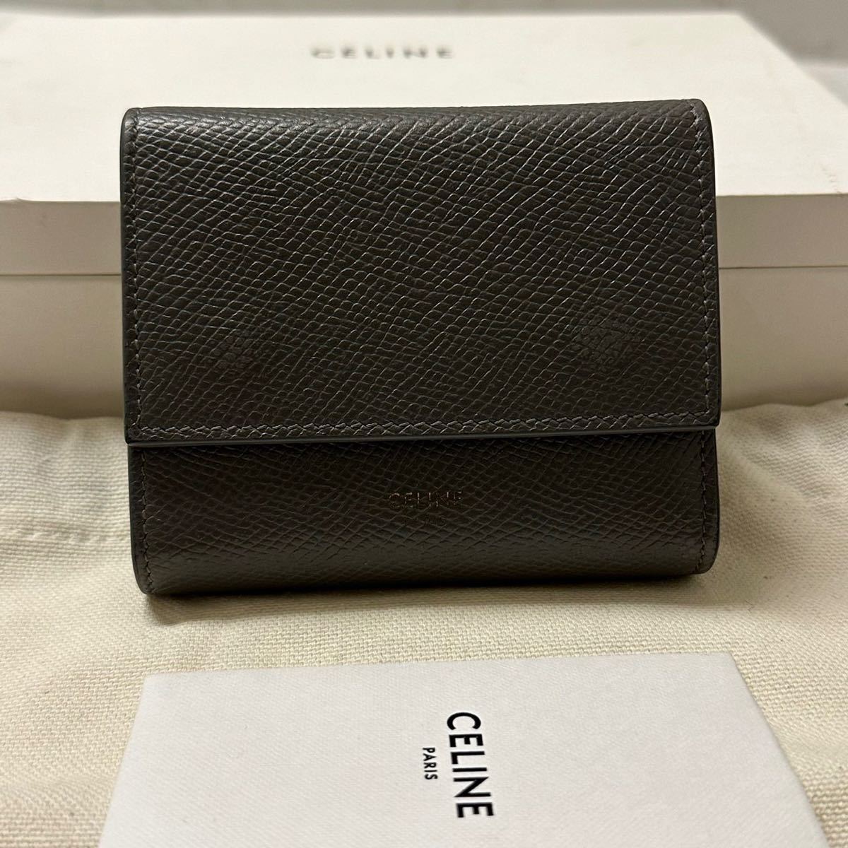 現行　セリーヌ　CELINE 財布　折り財布　スモール　トリフォールド　ウォレット　グレインカーフスキン　メンズ_画像1