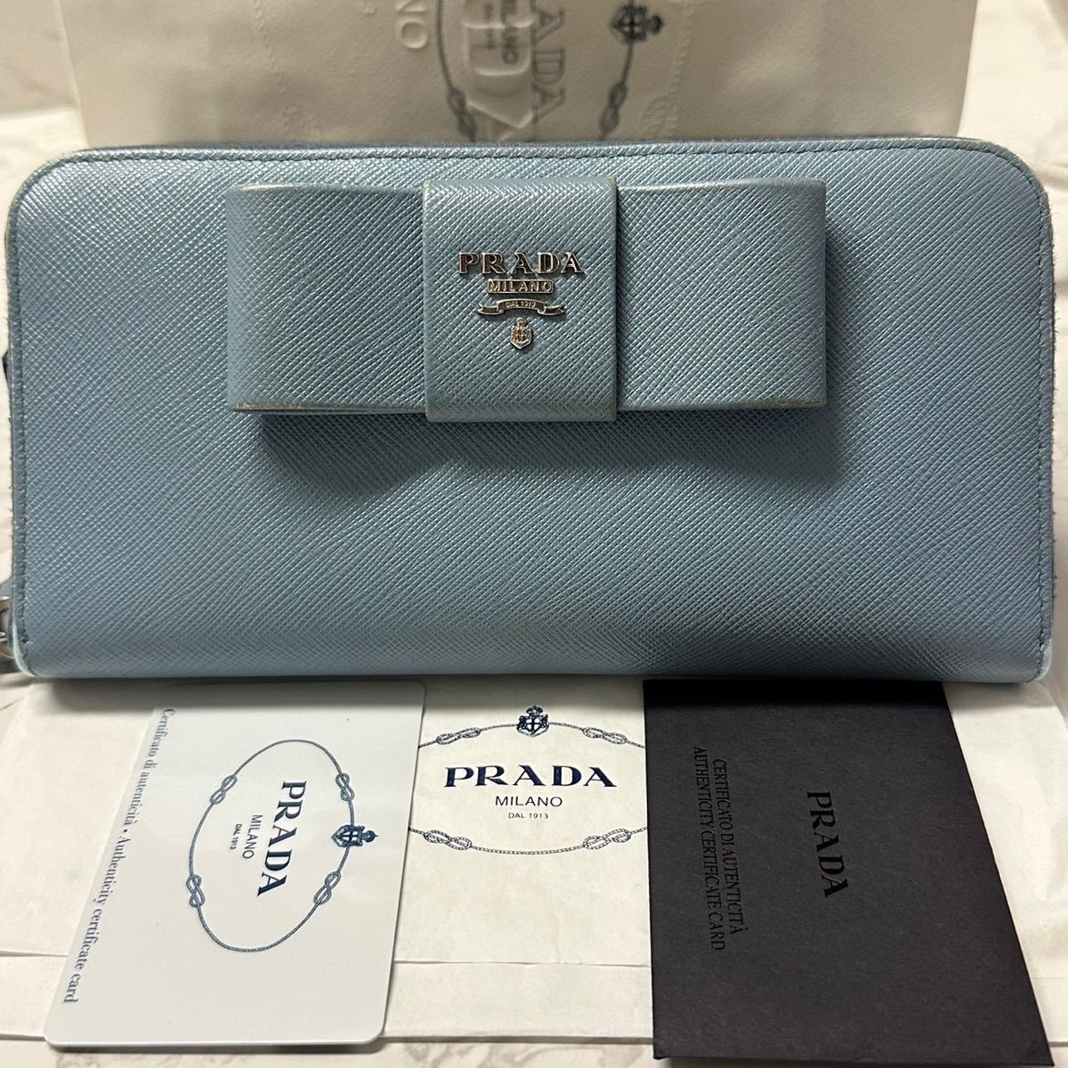 プラダ　PRADA 財布　長財布　サフィアーノ　リボン　ラウンドファスナー　レディース　_画像1