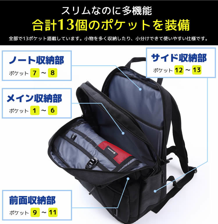 SWISSWIN SW1880 [ black ] rucksack men's backpack business rucksack Day Pack rucksack bag adult bag [18010007#1]