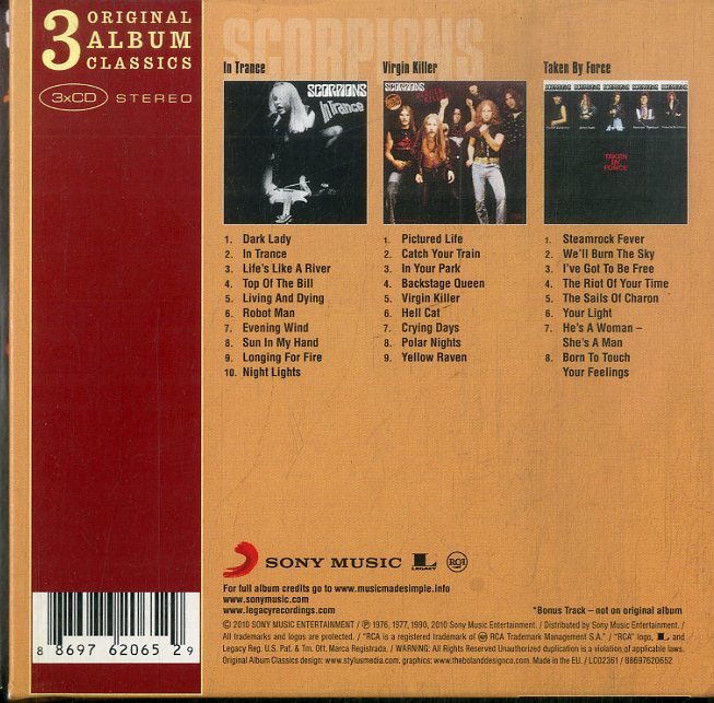 D00157757/CD3枚組/スコーピオンズ「Scorpions (3 Original Album Classics)(2010年・88697620652・ハードロック)」_画像2