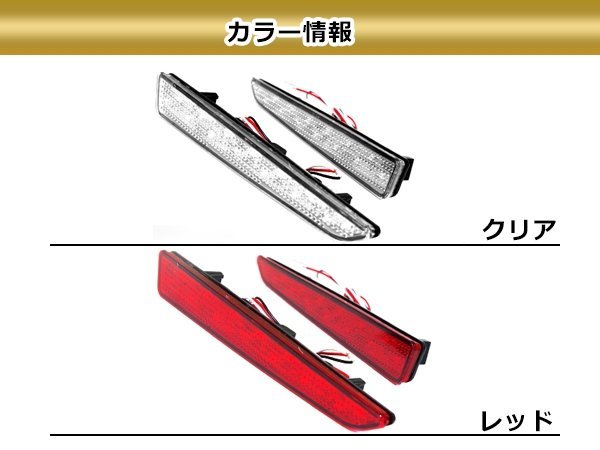 メール便送料無料 【レッド】 タント L375 L385 LEDリフレクター 28発 左右セット ブレーキ連動 純正交換用 防水加工済み エアロバンパー_画像3