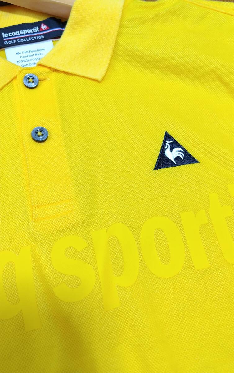 le coq sportif golf ルコックスポルティフ ゴルフ デサント 長袖ポロシャツ ストレッチシャツ ゴルフシャツ ロゴ刺繍 黄色 M メンズの画像4