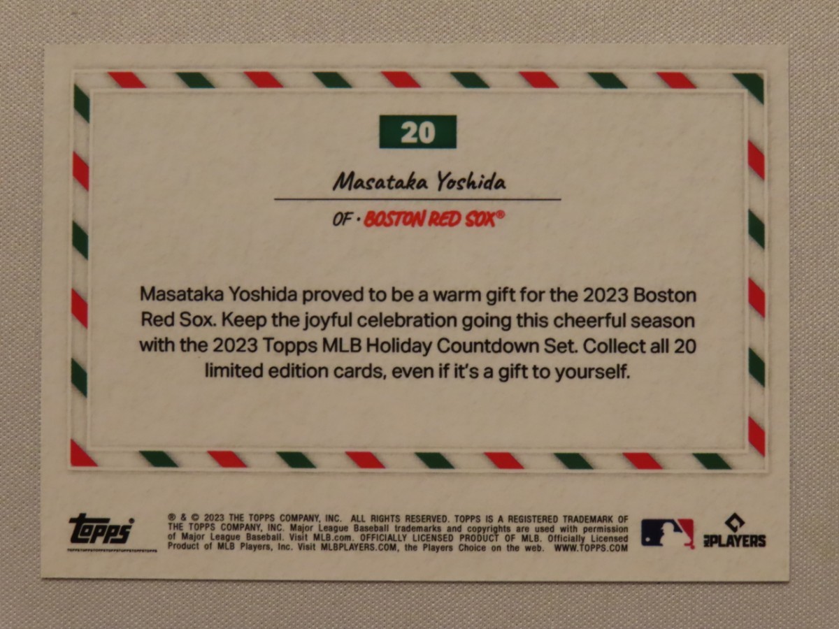 Masataka Yoshida 2023 Topps MLB Holiday Card #20 吉田正尚 トップス ホリデーカード ボストン・レッドソックス Boston Red Sox 1_画像2