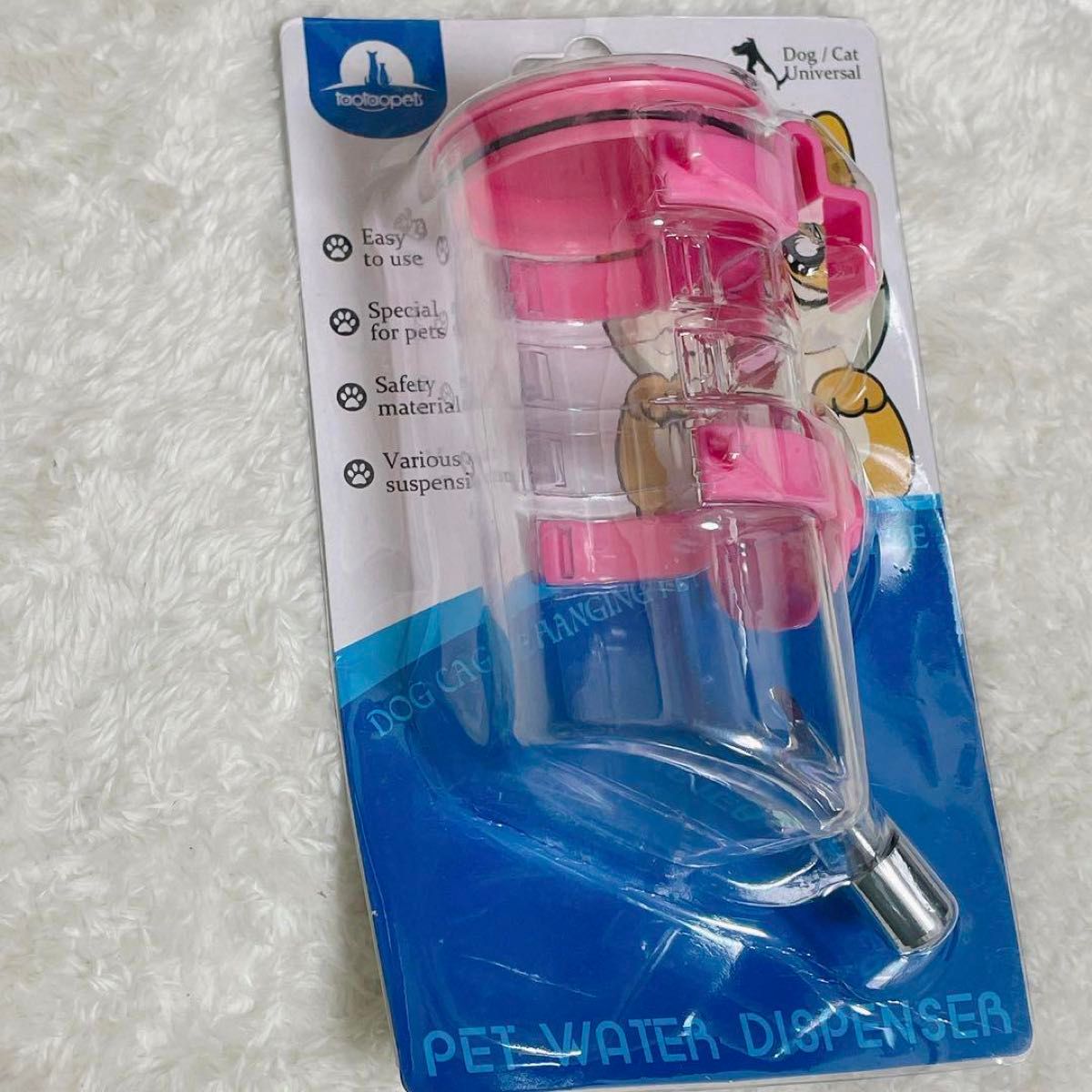 Nyadora ペット用 ウォーターノズル ケージ用 ボトル付 給水 ボトル プラスチック 犬 猫 小動物用 ピンク