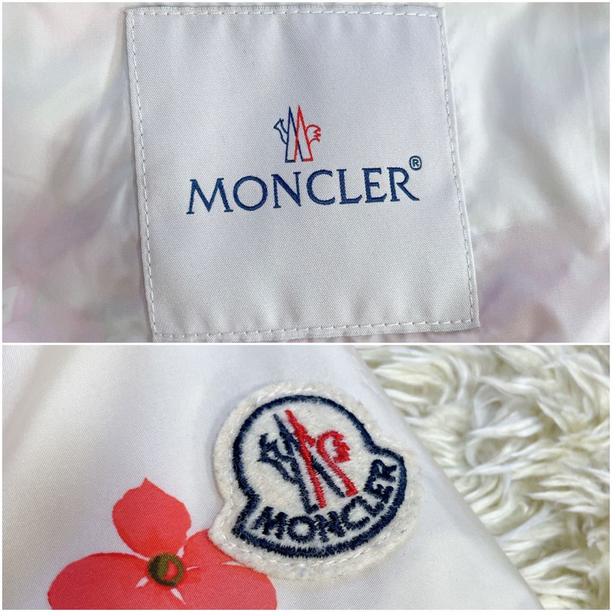 モンクレール  MONCLER ナイロンジャケット ジャンパー  ウィンドブレーカー ホワイト 花柄  12a 152