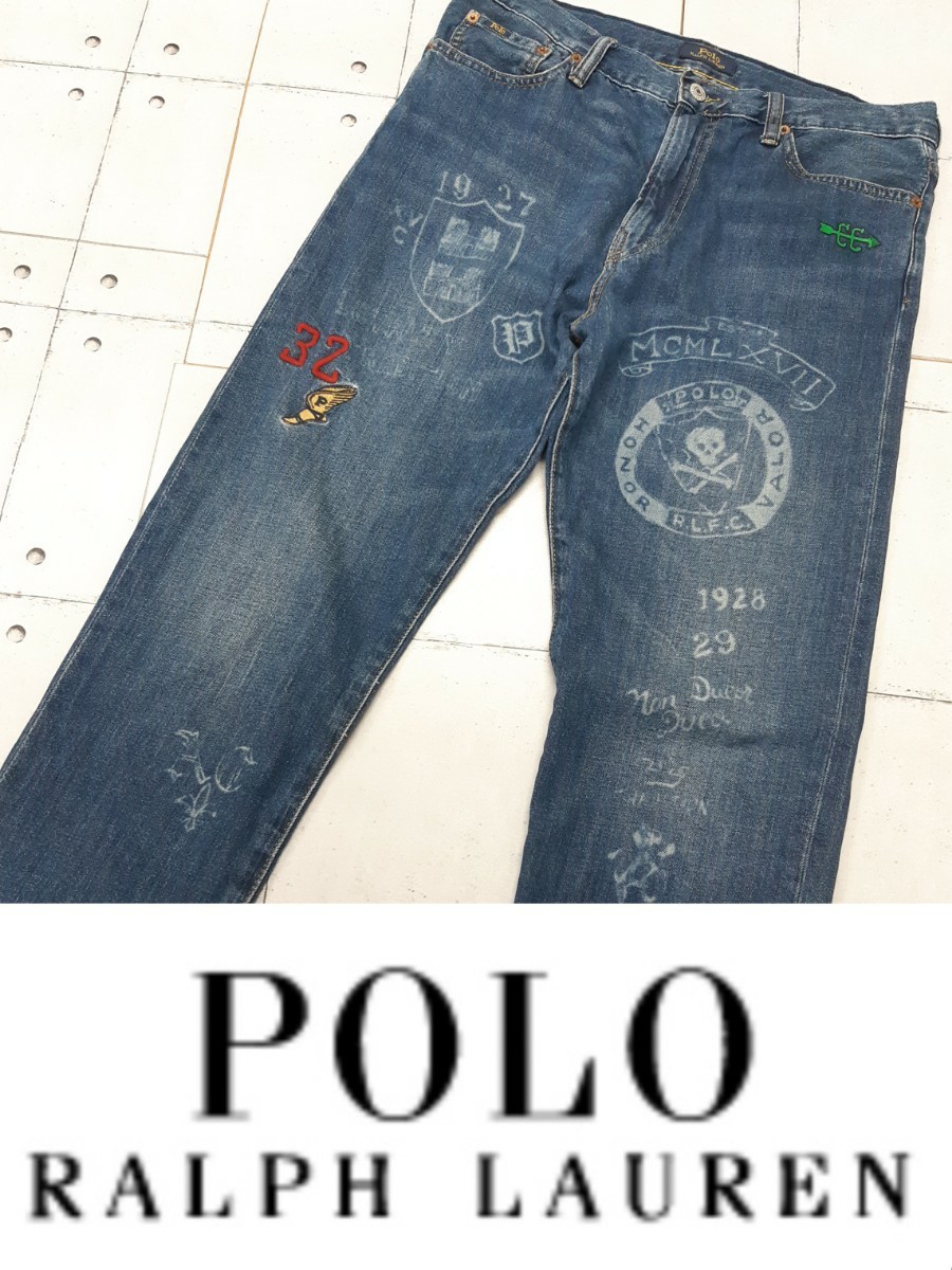 RALPH LAUREN SULLIVAN SLIM NO.20 ペイント デニム パンツ ラルフローレン 刺繍 ヴィンテージ RRL