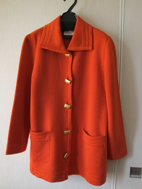 Antonella　イタリア製　ウール　ニット　ジャケット　オレンジ色　サイズ44（Ｌサイズ位）美品