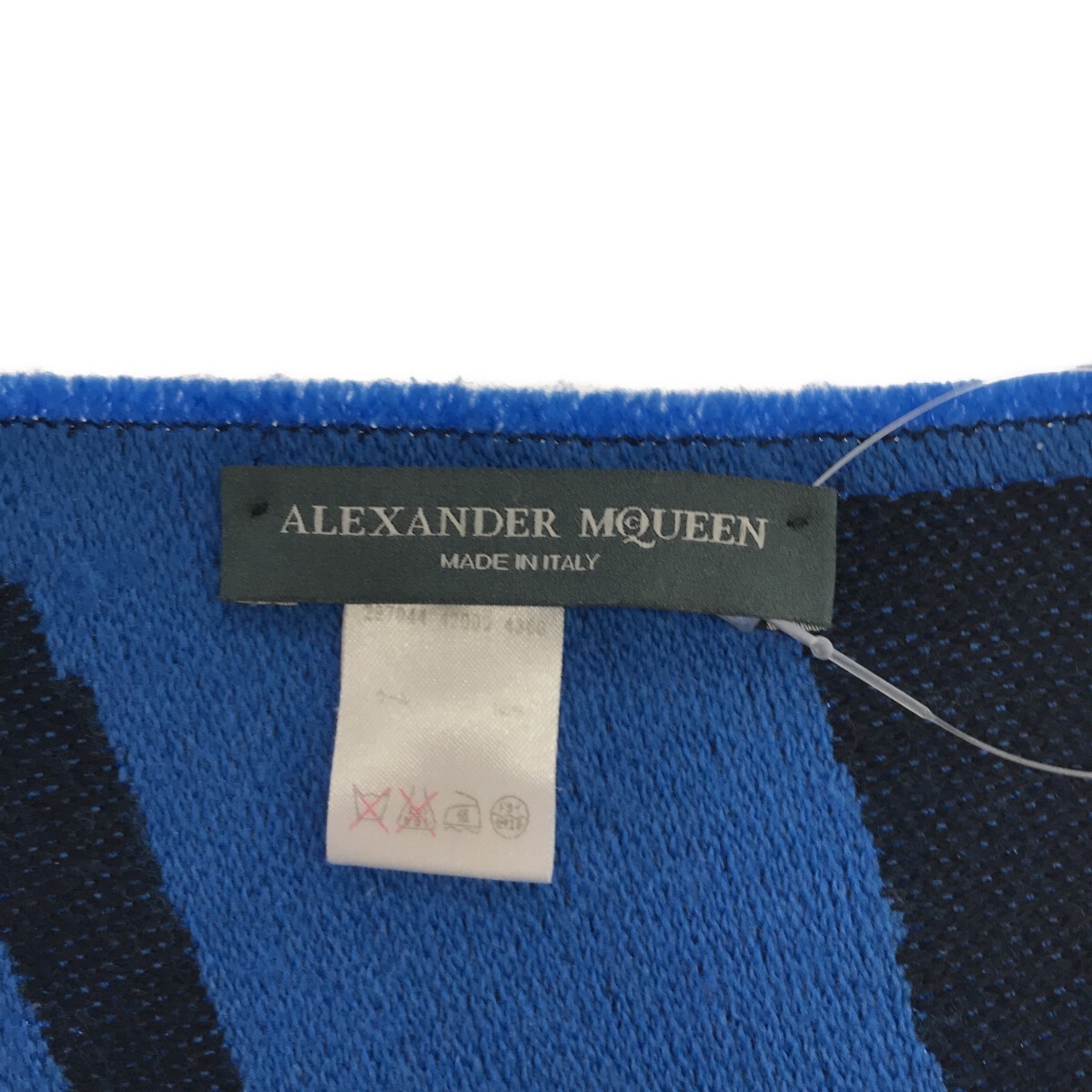 ALEXANDER McQUEEN アレキサンダーマックイーン 16AW ウールスカル ニットマフラー ブルー×ブラック 297044 42000 IT57KVRUB5Z4_画像3