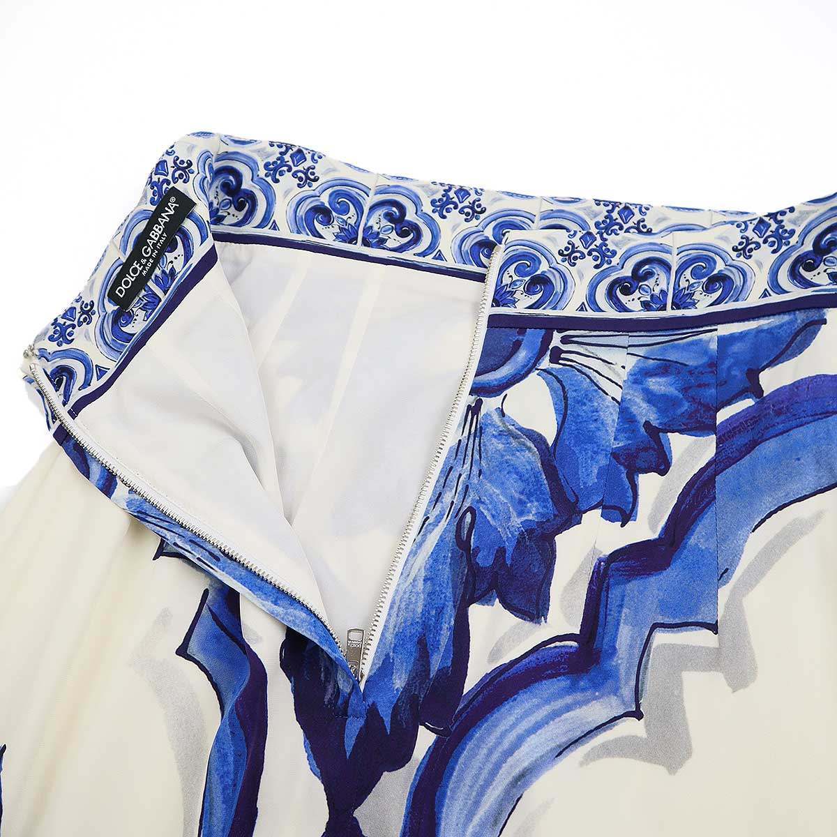 DOLCE&GABBANA ドルチェ＆ガッバーナ Majolica Print Maxi Skirt マジョリカプリントマキシスカート アイボリー×ブルー 36 ITI55S8M57RK_画像5
