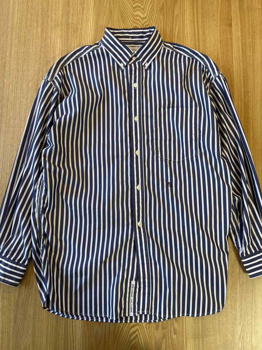 ナナミカ Big Button Down Wind Stripe Shirtネイビー SUGS008 青 白 ストライプ ブルー ホワイト ノースフェイスパープルレーベル_画像2