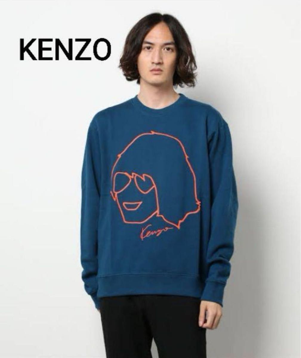 KENZO 似顔絵 スウェット 高田賢三 2021AW ブルー XLサイズ 美品