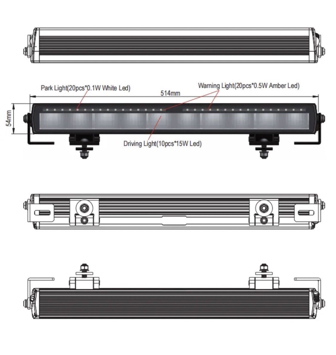 marzenia driving light bar dual 警告ランプ付き　20インチ　ホワイトポジション　アンバー　スカニア　ボルボ　ユーロスタイル_画像3