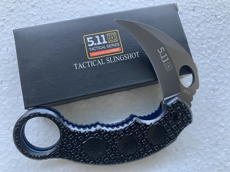 X14★NEUTRAL KNIVES★5.11　TACTICAL SLINGSHOT フォールディングナイフ　インナーネイビー　エンドリング　アウトドア_画像1