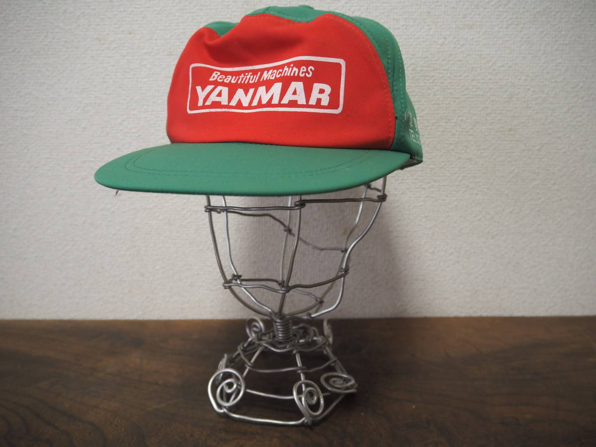 昭和レトロ YANMAR ヤンマー農業機械 緑×赤 帽子 キャップ◆当時物 ビンテージ 草野商事 古道具_画像1