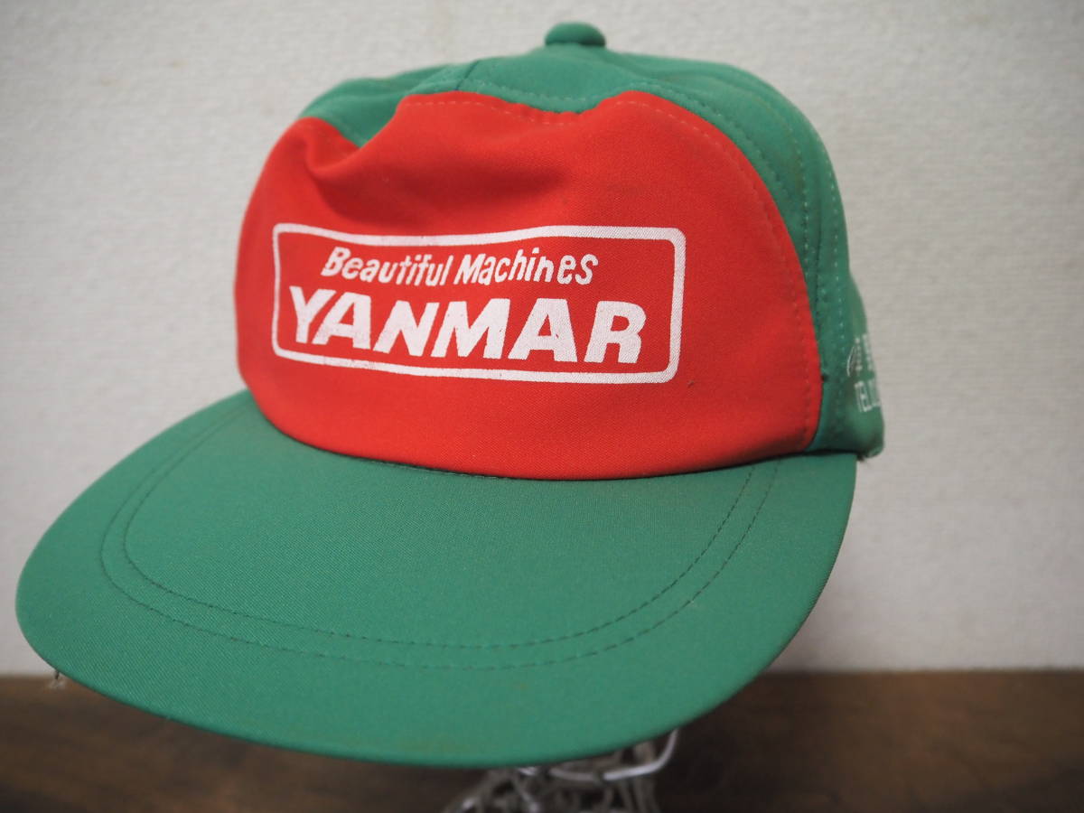 昭和レトロ YANMAR ヤンマー農業機械 緑×赤 帽子 キャップ◆当時物 ビンテージ 草野商事 古道具_画像2