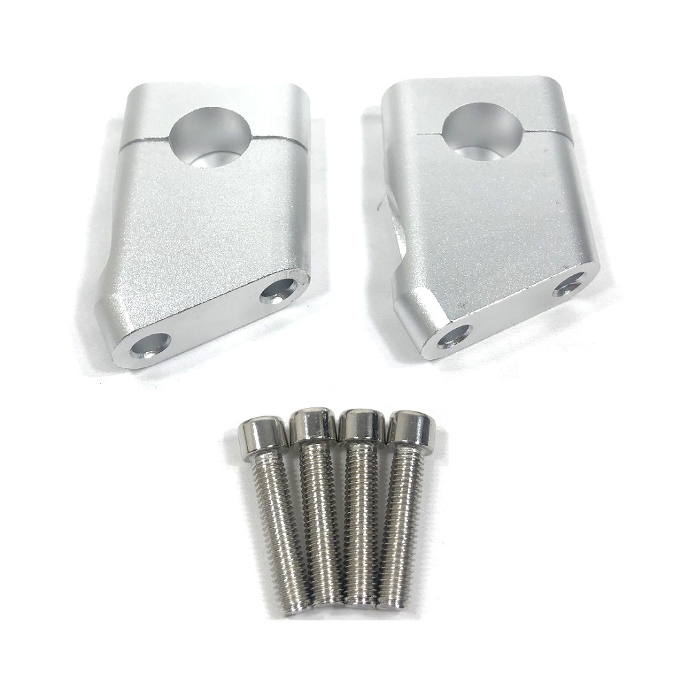  bike steering wheel up bar riser adaptor set plating spacer 22mm post position bracket silver silver KRB009