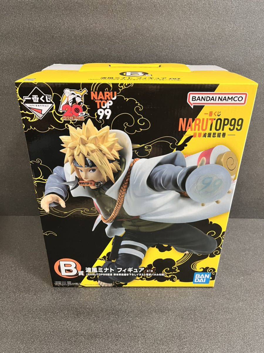 一番くじ NARUTOP99 豪華絢爛忍絵巻 B賞 波風ミナト フィギュア 他2点 新品 ナルト マスターライズ 岸本斉史 イラスト背景パネル_画像3