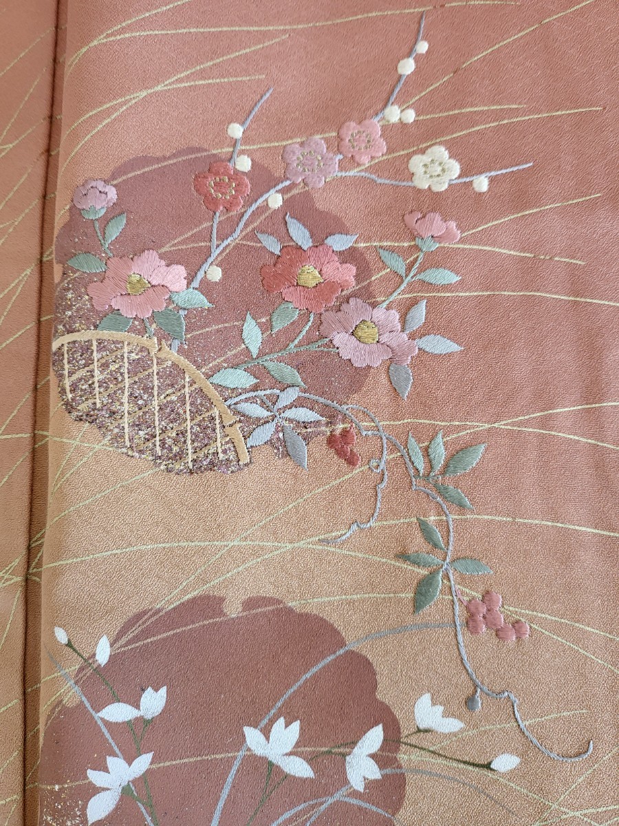 豪華訪問着 刺繍 金箔 手書き 着物 2着 お仕立て上がり 逸品 正絹 袷_画像3