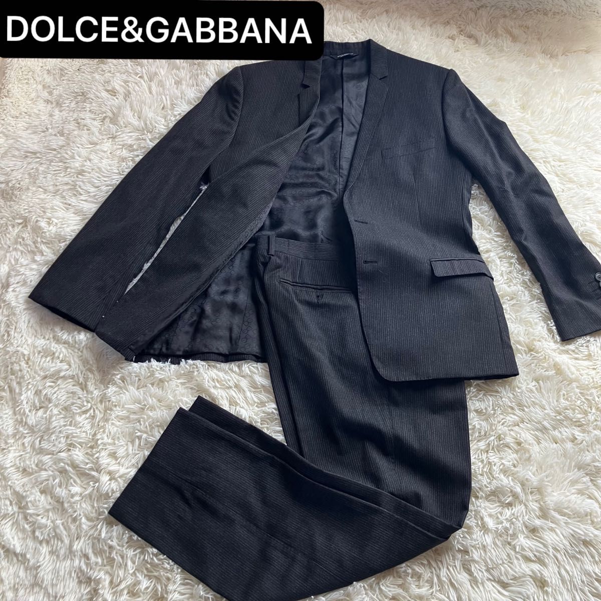 DOLCE&GABBANA ドルチェアンドガッバーナ　ストライプ スーツ セットアップ 裏生地ロゴ