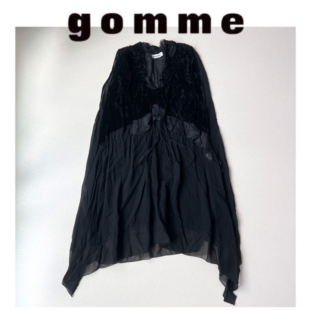 gomme rubber tunic One-piece black design .. feeling asimeto Lee free size 