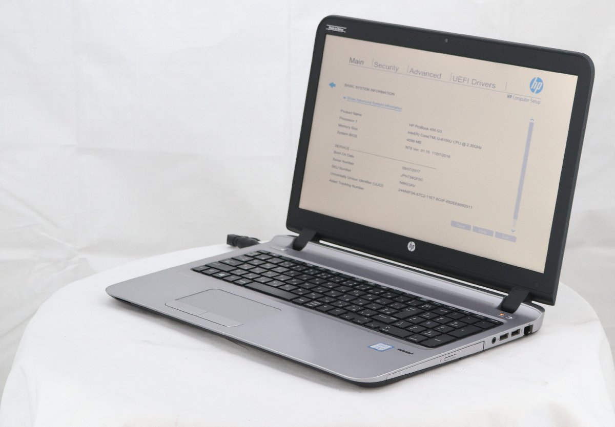 hp ProBook 450 G3 -　Core i3 6100U 2.30GHz 4GB ■現状品_画像1