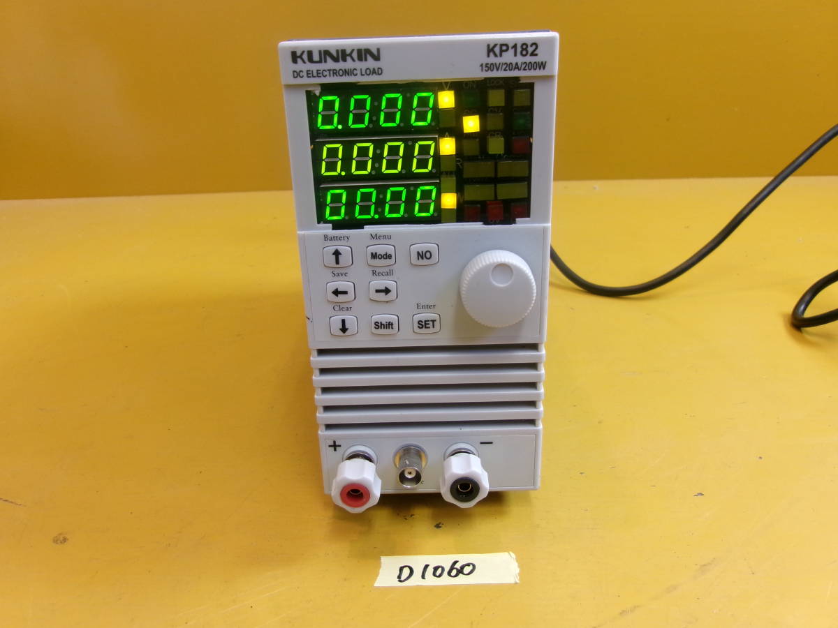 (D-1060)KUNKIN KP182 電子負荷計 電子負荷装置 DC負荷試験機 シングルチャンネル AC110V 通電確認のみ 現状品_画像1