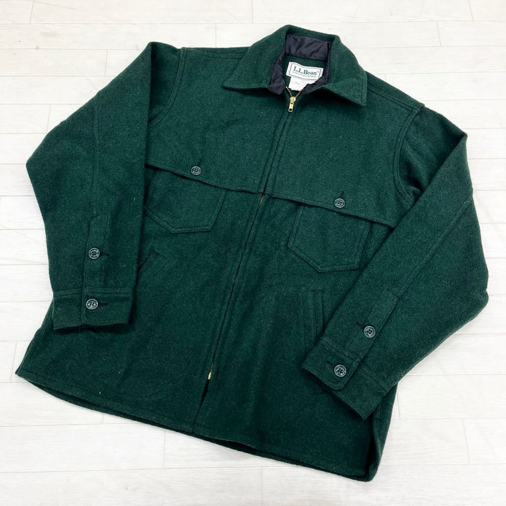 1356◎ USA製 オールド L.L.Bean エルエルビーン トップス ウール ジャケット アウター フルジップ 長袖 グリーン メンズM