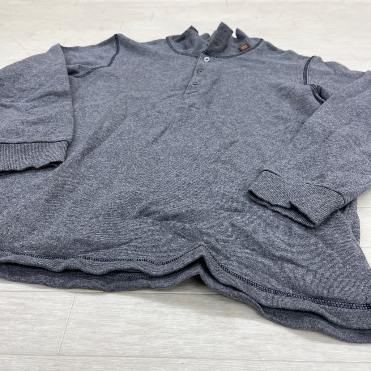 1345* TAKEO KIKUCHI Takeo Kikuchi tops sweat sweatshirt half button reverse side nappy long sleeve plain casual gray men's L