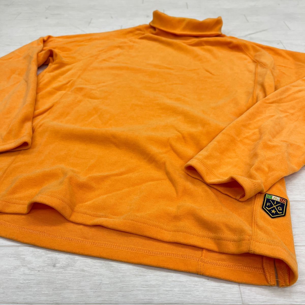 1347◎ Kappa カッパ ゴルフ ウェア トップス トレーナー タートルネック 長袖 ロゴ 刺繍 カジュアル オレンジ メンズM_画像3